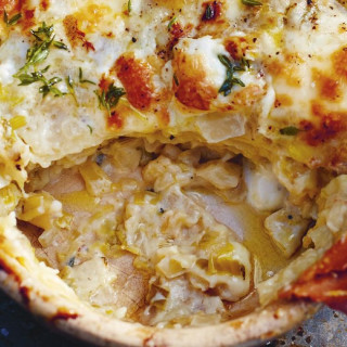 Jamie Oliver's Lasagne: Slow-cooked fennel, sweet leeks and cheeses
