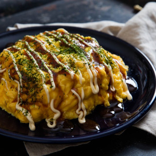 Japanese Pork Fried Rice Omelette With Okonomiyaki Sauce (Omurice) Recipe