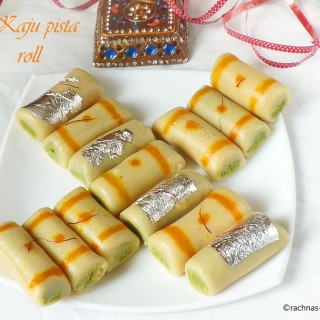 Kaju pista roll recipe, How to make kaju pista roll at home | Cashew Pistac