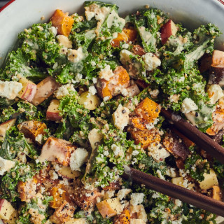 Kale and Quinoa Salad with Roasted Squash and Sweet Potatoes