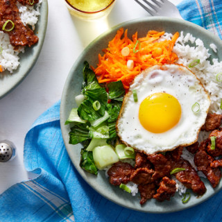 Korean-Style Beef with Sesame Bok Choy &amp; Marinated Carrots
