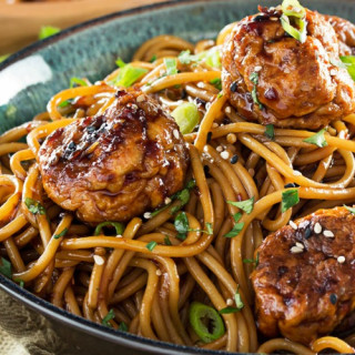 Kung Pao Chicken Spaghetti and Meatballs