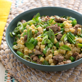 Lamb and Risotto-Style Ditalini Pastawith Spring Onion and Green Beans