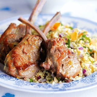 Lamb cutlets with mint and parsley tabbouleh