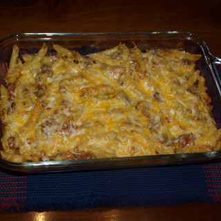 Lasagna-Style Baked Pennette with Meat Sauce