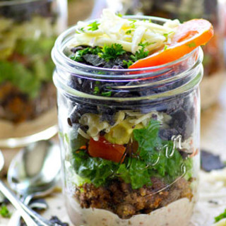 Layered Taco Salad in a Jar with Chipotle Ranch Dressing