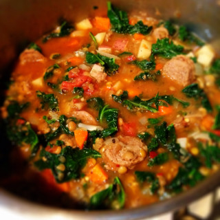 Lentil Soup with Sausage and Greens