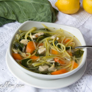 Lightened Up Chicken Kale Zoodle Soup {Low Carb and Gluten Free}