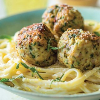 Linguine Al Limone with Grilled Chia-Chicken Meatballs