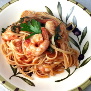 Linguine with Shrimp, Spinach and Vodka Sauce