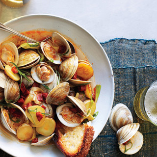 Littleneck Clams with New Potatoes and Spring Onions