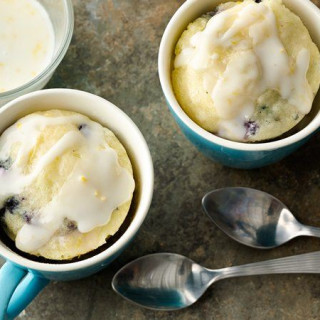 Make-Ahead Lemon-Glazed Blueberry Mug Muffins