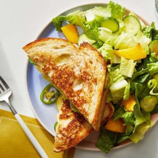Mango Chutney Grilled Cheese with Persimmon &amp; Romaine Lettuce Salad