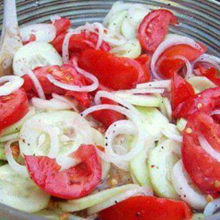Marinated Cucumber, Onion and Tomato Salad