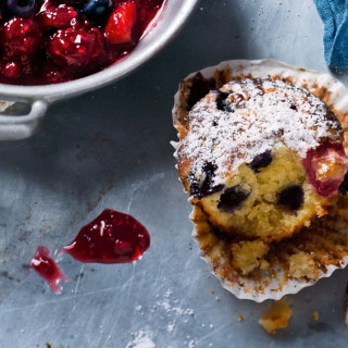 Marzipan and berry muffins