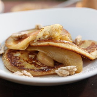 Matt’s Myrtleford Pancakes with Caramelised Pear and Toasted Walnuts