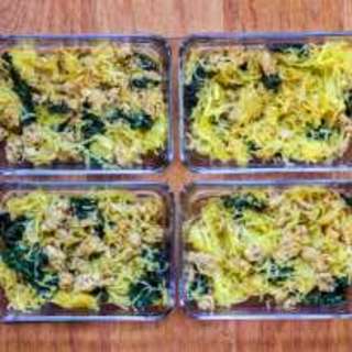 Meal Prep Spaghetti Squash Bowls with Spicy Sausage and Kale