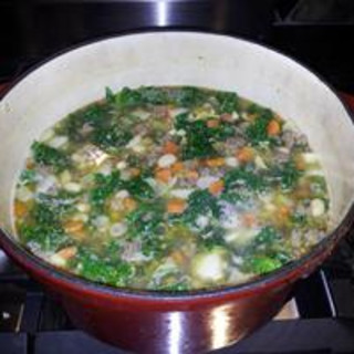 Mediterranean Kale  and  White Bean Soup With Sausage
