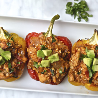Mexican Cauliflower Rice and Chicken Stuffed Peppers