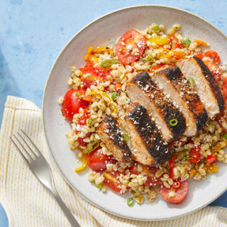 Mexican-Spiced Pork Chops with Tomatillo Barley &amp; Cotija Cheese