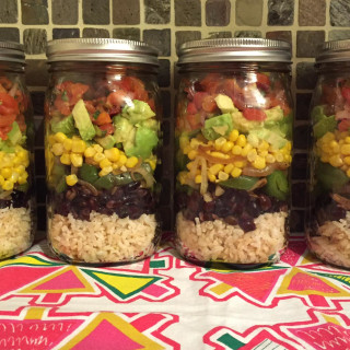 Mexican Vegan Burrito Bowl Mason Jar Salad