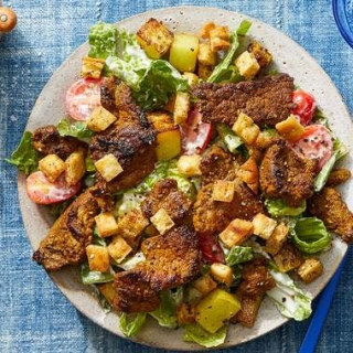 Middle Eastern Beef Salad with Chayote Squash &amp; Za’atar Pita Croutons