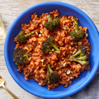 Middle Eastern-Style Pasta with Roasted Broccoli &amp;  Brown Butter-Tomato