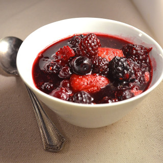 Mixed Berries with Creme Anglaise and Raspberry Sauce