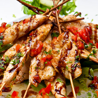 Moist Chicken Skewers with Balsamic Tomato Drizzle