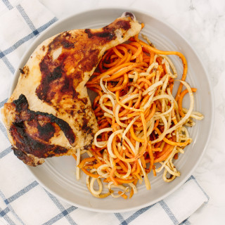 Mom’s Chicken over Spiralized Root Vegetables