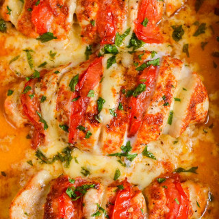 Mozzarella and Tomato Hasselback Chicken