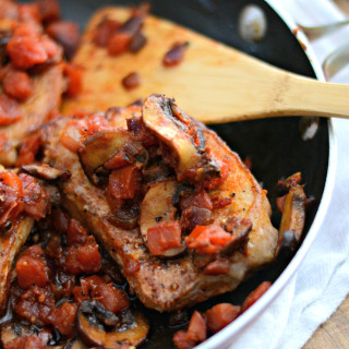 Mushroom and Tomato Smothered Pork Chops