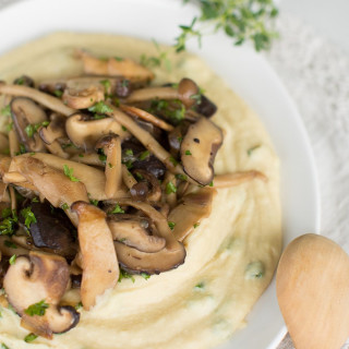 Mushroom Ragout with Potato Hummus