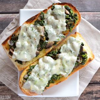 Mushroom Spinach and Swiss French Bread Pizzas