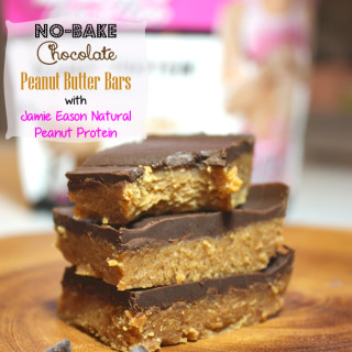 No-Bake Chocolate Peanut Butter Bars with Jamie Eason Natural Peanut Protei