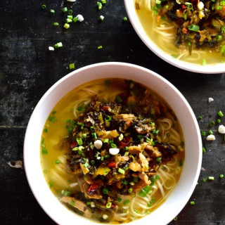 Noodle Soup with Pork and Pickled Greens