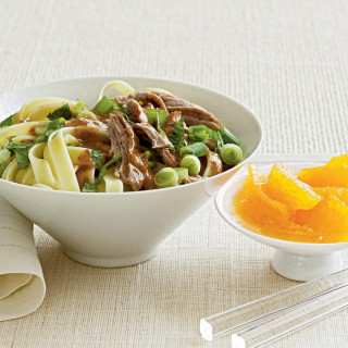 Noodles with Roast Pork and Almond Sauce