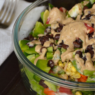 Nutritarian Fresh-Mex black bean and corn salad with lime and chili dressin