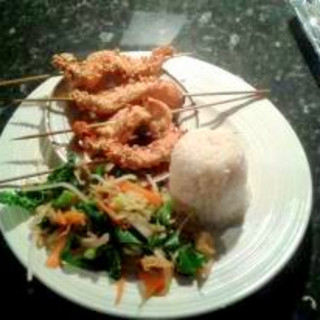 Nutty Chicken Skewers with Honey and Soy Sauce Dip