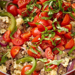 One-Pot Pizza Quinoa with Sausage, Onion and Pepper