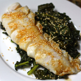 One-Skillet Cod and Kale With Ginger and Garlic