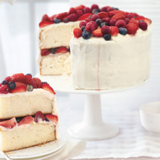 Orange Layer Cake with Buttercream Frosting and Berries