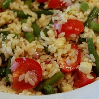 Salad: Orzo with Corn, Green Beans, Tomatoes