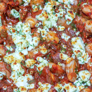 Oven Baked Giant Beans With Tomato, Dill and Feta Recipe