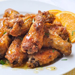 Oven Baked Southern Fried Chicken Wings with Orange Honey Drizzle