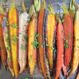 Oven Roasted Rainbow Carrots with Orange Glaze