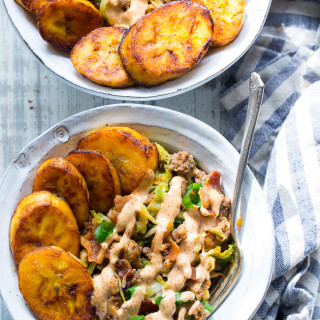 Paleo Beef, Veggie, and Bacon Bowls with Plantains {Whole30}