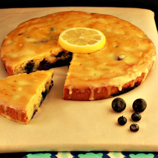 Paleo Lemon Blueberry Poke Cake