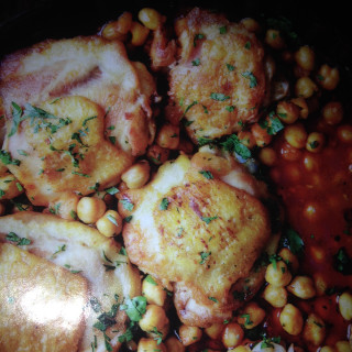 Pan-Roasted Chicken with Harissa Chickpeas