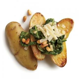 Pan-Seared Potatoes with Spinach and Garlic